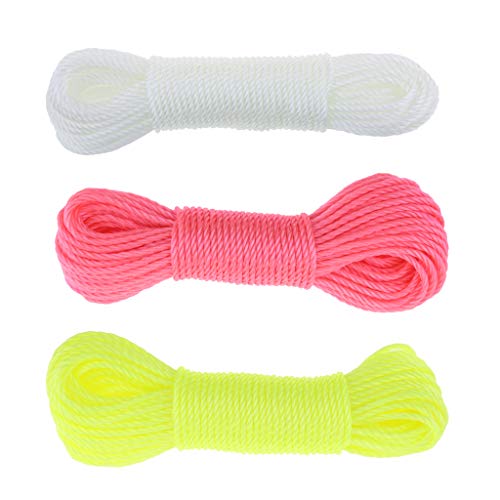 Preisvergleich Produktbild Homyl 3pcs Mehrzweckseil, Polyester / Baumwolle - 10m (Gelb + Rosa + Weiß)