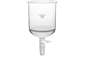 Labasics Borosilikat Glas Büchner Filtertrichter mit Grob Fritte (G1), 114mm I.D, 120mm Tiefe, Buchner Filtering Funnel mit 24/40 Standard Taper Innengelenk und Vakuumverzahnte Tubulation (1L)