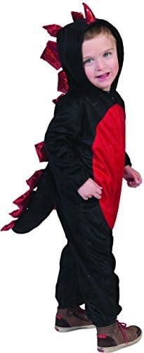 magic Clown – Small Children's Dragon Fancy Dress Costume Onesie Hooded All In One. Suitable for outdoor use, 86 1/2, 1 – 8 years, Red