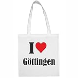 Tasche I Love Göttingen Größe 38x42 Farbe Weiss Druck Schwarz