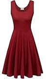 U-Ausschnitt KorMei Damen Ärmelloses Beiläufiges Strandkleid Sommerkleid Tank Kleid Ausgestelltes Trägerkleid Knielang Weinrot M