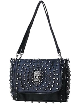 Schulter und handtasche nieten skull oval