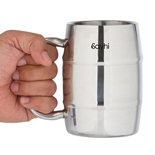 Yukong Edelstahl-Becher-Becher, Stainless Steel Cup Mug Edelstahlbier auf Fassbierbecher der Milch eine Tasse Kaffee Milchteebecher 17OZ (400ML-500ML), Inoor und im Freien benutzt