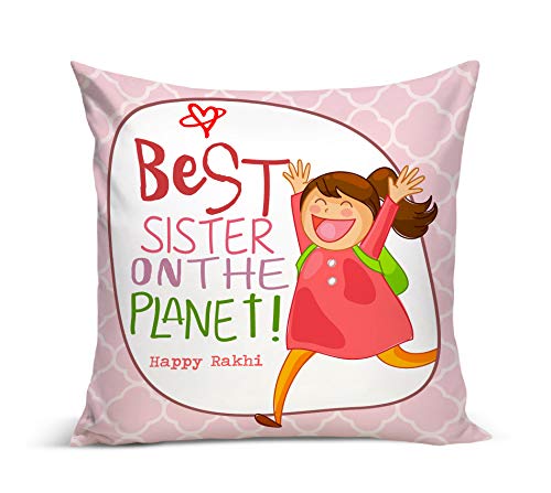Tied Ribbons Gifts for Sister On Rakhi, Rakhi Special Gifts for Sisters Printed Cushion(12 inch X 12 inch) with Filler