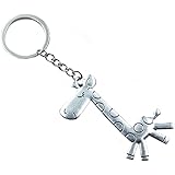 Portachiavi a forma di giraffa, con angelo custode, 7 cm, portafortuna, protezione africana, animali, idea regalo per uomini,