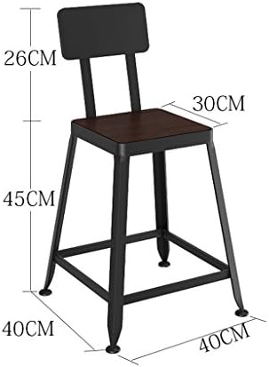 Edge to High stool Bar stools Solid wood European wrought iron Bar stools Bar stools Modern minimalist chairs High stools Bar stools (Color : Without leather, Size : 40*40*45cm)
