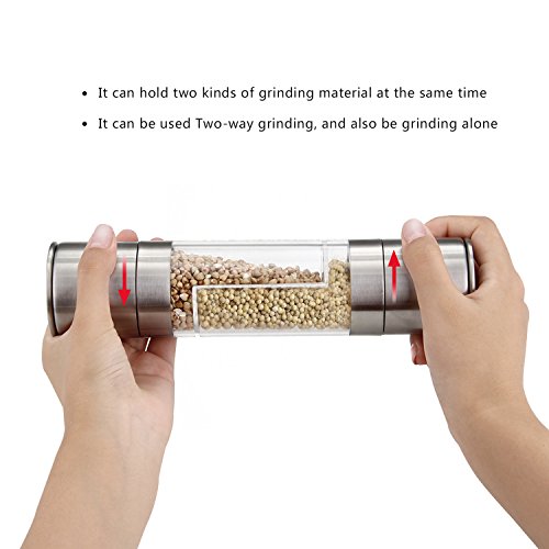 Decen Salz und Pfeffermühle, 2 in 1 Manuelle Gewürzmühle aus Edelstah - 6
