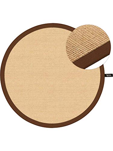 benuta Sisal Teppich mit Bordüre Durchmesser 160 cm Rund, Jute, Braun, 160 x 160 x 2 cm