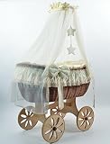 NEW OPHELIA STAR SPOKE WHEELS ANTIQUE CREAM Stubenwagen Bollerwagen Wicker Crib von ALANEL