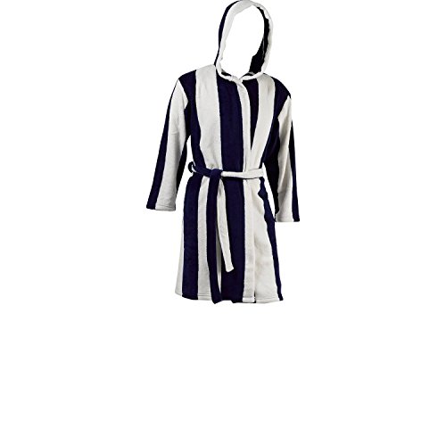 Slenderella Dressing Gown Hooded Shorter Knee Length Luxury Fleece Robe Striped