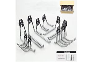 FIAMER Steel Garage Storage Utility Double Hooks, Long U U, Heavy Duty, Tool storage for ladders, Bike, Hoses, And more equipment