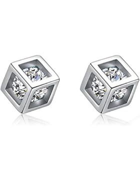 Ohrstecker Damen mädchen 925er Sterling Sliber Liebe Hohle Zirkonia Platz Einfache Stil Ohrklemmen