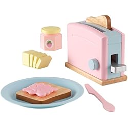 KidKraft 63374 Ensemble grille-pain en bois pour enfant Accessoires pour cuisine fictive Couleurs pastel