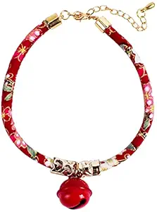 Pets Empire Collar with Bell, Japanese Style Necklace for Kitty, Kitten, Puppy, Adjustable Neck 30-36 cm Cat Collars for Girl Cats 1 Piece ( Red )