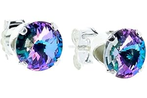 pewterhooter London Collection Women's Sparkling Sterling Silver Crystal Earrings with Gift Box.