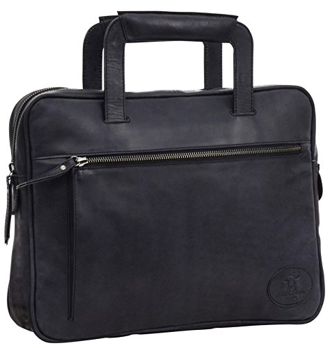 Gusti Leder studio "Lea" Henkeltasche Laptoptasche MacBook 13 Zoll Businesstasche Ledertasche Notebooktasche 13 inch Ausziehbare Griffe Ziegenleder Vintage Graphitgrau Dunkelgrau 2H64-29-6