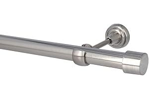 Sento 25mm Gardinenstange Vorhangstange 1-läufig Wandmontage Classic Edelstahl Optik 120 cm Albana