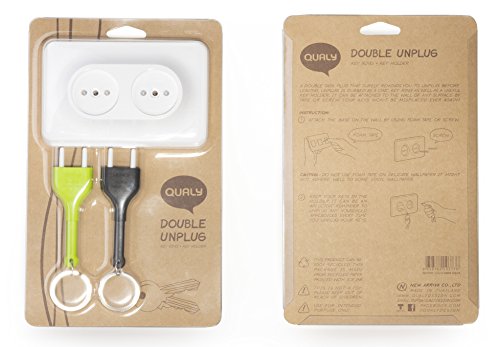 Qualy QL10149R Schlüssel-aufbewahrung/anhänger Double Unplug Key Ring inklusive 3M Klebestreifen zur Befestigung, rot - 4