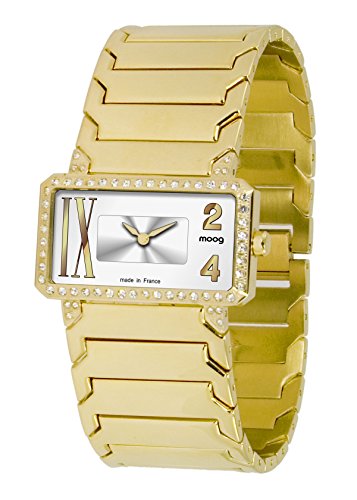 Moog Paris In Between Damen Uhr mit Silbernem Zifferblatt, Swarovski Elements & Goldenem Armband aus Edelstahl – M44874-003