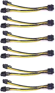 SamMus 8 Pin GPU Pcie PCI Express Female to Dual 8 Pin (6+2) Male Splitter Extension Power Cable for Graphics Card Adapter and Mining 8 Inch (18-19 Cms) - Pack of 6