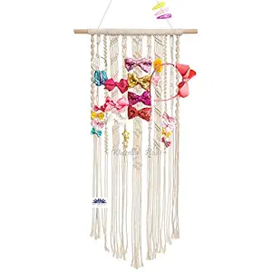 Waterlily House - Macrame Hair Bow Holder Hair Clips Hanger Headband Storage Organizer for Baby Girls Room Nursery Wall Decor.(Size:17 cm,33 cm)