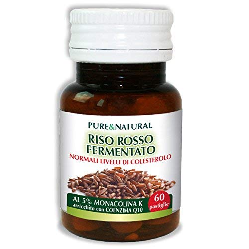 RISO ROSSO Pure&Natural | con 10 mg di Monacolina K | 60 compresse | Integratore per il Colesterolo | Vegano