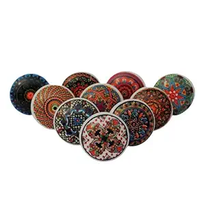 APEX OUTLET  Ceramic Drawer knobs for Dresser Wardrobe Cabinet cupboards Door knobs for Drawers Handle Children Drawer Pull Hand Painted Standard Size Multi Color Pack of 10 (Antique)