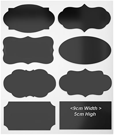 Chalkboard Labels, 48pcs Waterproof Reusable Blackboard Sticker Kit for Kitchen, with 1 Erasable White Chalk Pen to Decorate Your Party Office, Mason Jars Sweet Jars, Tupperware and Bottles