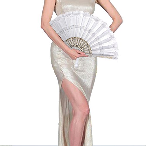 KAKOO Spanischer Fächer Flamenco Tanzfächer Faltbar Spitze Handfächer Taschenfächer Dekofächer mit Box Für Kostüm Tanzabend Geschenk Maske - 4