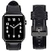 Produktbild Tervoka Ersatz Armbänder für Apple Watch 44mm 42mm, Wax Leder Uhrenarmband Armbänder für iWatch Series 4/3/2/1, Schwarz + Schwarz Schnalle