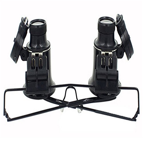 OFT 20X Repair Magnifier Armbanduhr Reparatur Lupe Eye Glasses Jeweler Watch Lupe Lupenbrille Brillenlupe Vergrößerungsglas mit LED Hell (schwarz) - 4