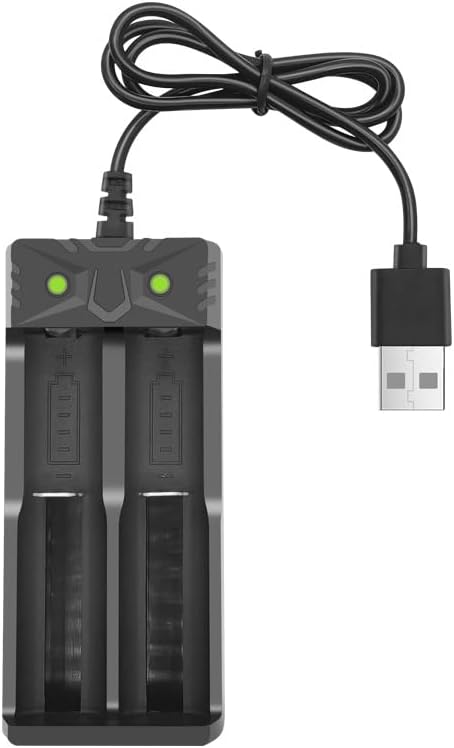 18650 Battery Charger, Dual Universal USB Fast Charger for 3.7V-4.2V Li-ion Batteries with LED Indicator - Compatible with 18650/18500/18490/16340/14500