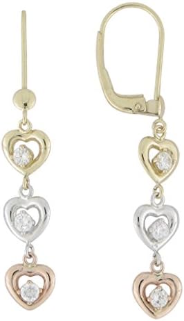 Earrings Heart Gold Plated 18 KT Tricolour Closure Catalan