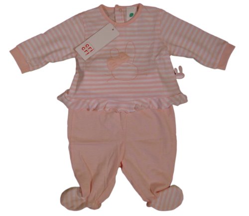 CRI CRI "Bunny Hase Ostern Easter" baby girls sleeper set with pants and shirt stripes (rose/white)