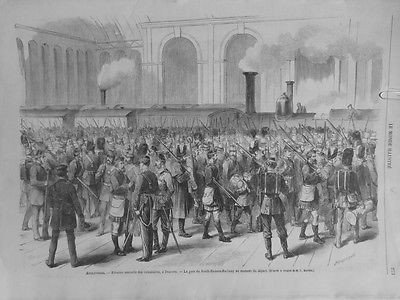 1867 MI5 ANGLETERRE REUNION ANNEE VOLONTAIRE DOUVRES GARE SOUTH EASTERN RAILWAY