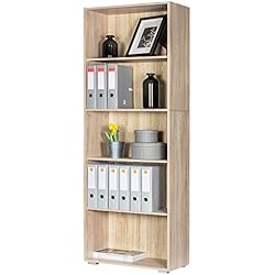 Étagère Bibliothèque chêne 190 cm Meuble de Rangement »Vela« 5 Compartiments