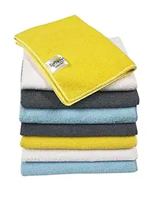 SOFTSPUN Microfiber Cleaning Cloths, 8 pcs 30x40cms 280GSM Multi-Color. Highly Absorbent, Lint and Streak Free, Multi - Purpose Wash Cloth for Kitchen, Car, Window, Stainless Steel, Silverware.