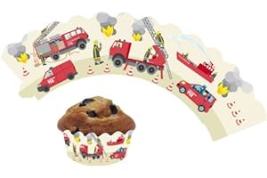 12 Feuerwehr - Cupcake Deko Banderolen von DH-Konzept // Muffinförmchen Muffin Förmchen Kindergeburtstag Geburtstag Party Kuchen