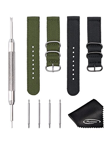 2 Stück Nylon Uhrenarmband Ersatz Uhr Armband und Reinigungstuch, 2 Farben