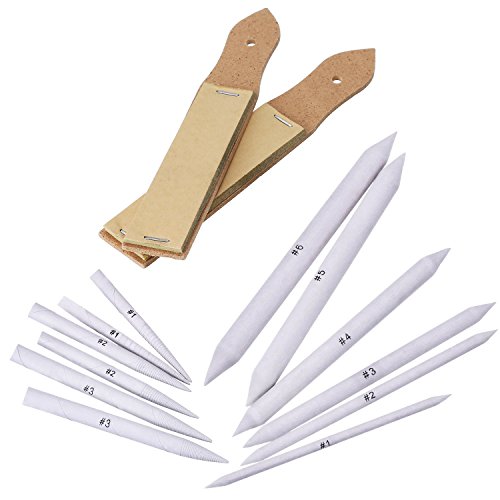 eBoot 12 Stück Mischen Papierwischer Set mit 2 Stück Schleifpapier Bleistife Spitzer für Student Skizze Zeichnen - 2