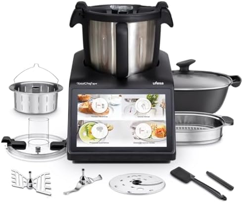 Ufesa TotalChef RK10 Robot Cucina Multifunzione Intelligente, Schermo Touch 10", 30 Funzioni, WIFI, Capacità Massima 4,5L con Manico, Capacità Utile 3L, Interattivo, Bilancia, 15 Programmi, Accessori