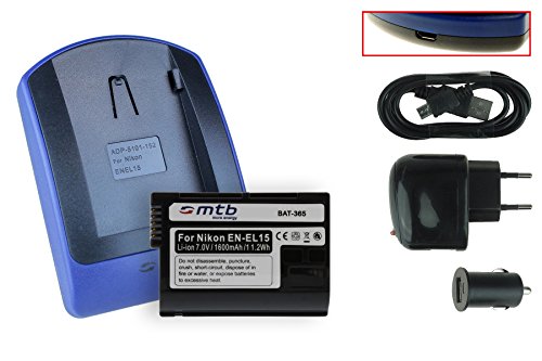 Batterie   Chargeur  USB Auto Secteur  pour Nikon EN-EL15   1V1  D500  D600  D610  D750  D800  D7000  D7100  D7200