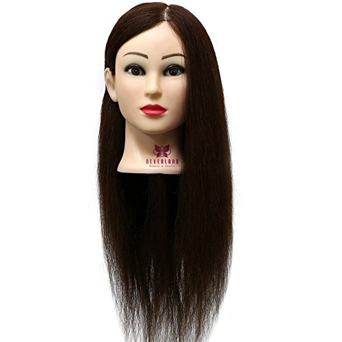 Neverland 23 inch Long 100% Hair Practice Mannequin Manikin Training Head with Clamp Medium Brown UK Stock