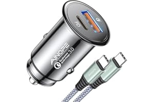 AINOPE 67.5W Zigarettenanzünder USB C Auto Ladegerät QC3.0 PD45W Schnell Metall kfz Ladegerät USB C Adapter Auto Zubehör [mit USB C zu C Kabel] Kompatibel mit iPhone 16 15 14 Pro Max 13 iPad, Samsung