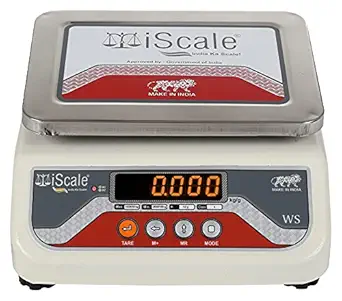 iScale i-03 20kg x 1g Digital Weighing Scale with Front and Back Red Double Display, Small Stainless Steel Pan, 7x9