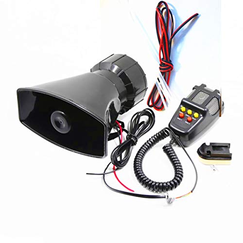 DHUILE Altavoz Siren para coche alarma Siren 12 V 80 W para coche Siren con micrófono PASpeaker System Amplificador de sonido de emergencia furgonetas camiones motosbarcos Carro de