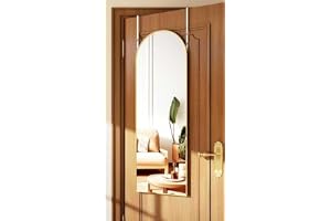 SONGMICS Hängande spegel i full längd, 120 x 40 cm, välvd helkroppsspegel, över dörren, härdat glas, för sovrum, vardagsrum, garderob, blekguld LFM033AB01