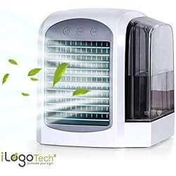 iLogoTech Amélioré 3 in 1 Climatiseurs Portables USB, Refroidisseur d'air, Mini Climatiseur, Air Cooler, Humidificateur, Purificateur pour Maison, Bureau, Chambre à Coucher, Extérieur (3 Vitesse)