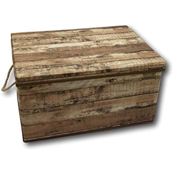 Aufbewahrungsbox 45L mit Deckel Holz Design 3er Set Pappe