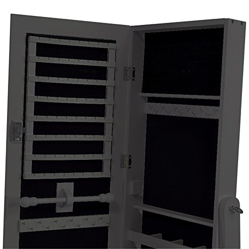 SAILUN® Schmuckschrank Spiegelschrank Standspiegel Schrank mit Spiegel, Regale Aufbewahrung für Ohrringe, Halskette, Broschen, Armbänder, Ringe, Kosmetik (Schwarz, A Type) - 3